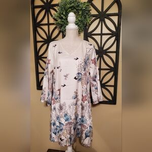 NWT Hekka Women's Floral & Flying Sparrow Tunic Dress XL